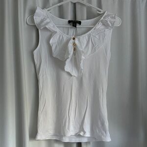 Lauren Ralph Lauren White Ruffled Tank Top
